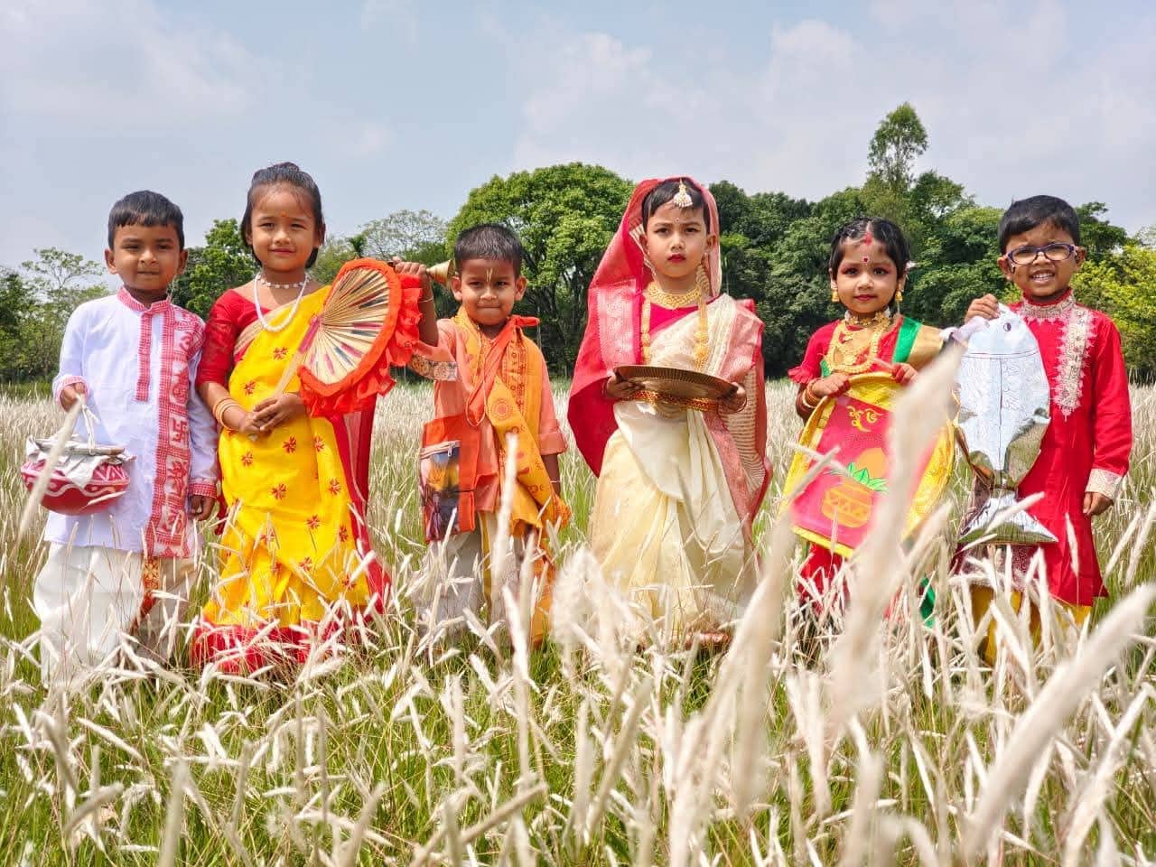 Students celebrating Nobobosha Bengali New Year